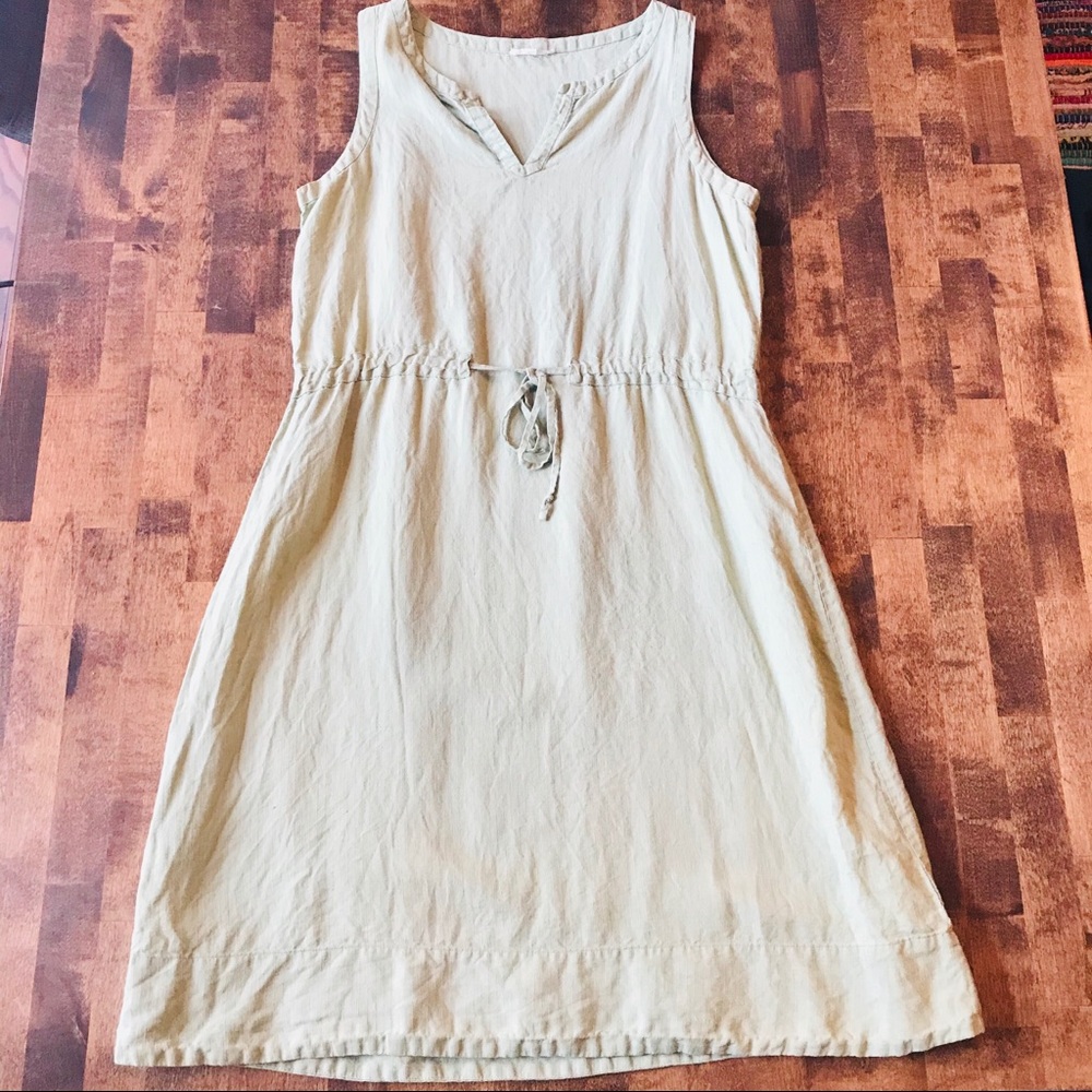 Eileen Fisher 100% Linen Sleeveless Midi Dress Med